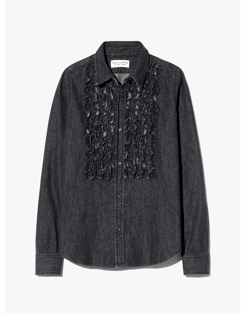 EMILIE DENIM RUFFLE SHIRT
