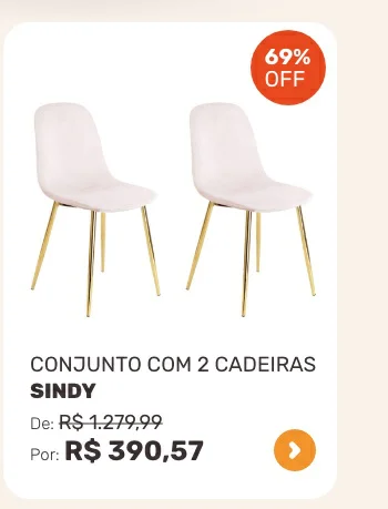 Conjunto com 2 Cadeiras Sindy Rosa Pernas Cromadas