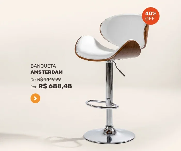 Banqueta Giratória Amsterdam Branca