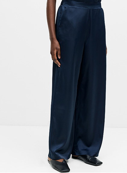 Sera Satin Elasticated Wide Leg Trousers