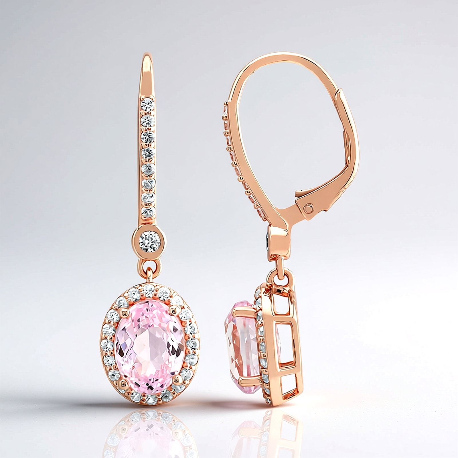Zilveren Ring met Roségouden Plating en Witte Cambodjaanse Zirkonen – 0,16 ct Geometrisch