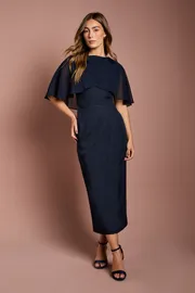 Chiffon Cape Pencil Dress