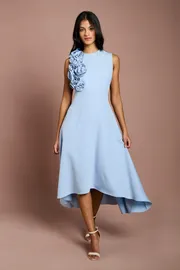 Petite 3D Corsage High Low Dress