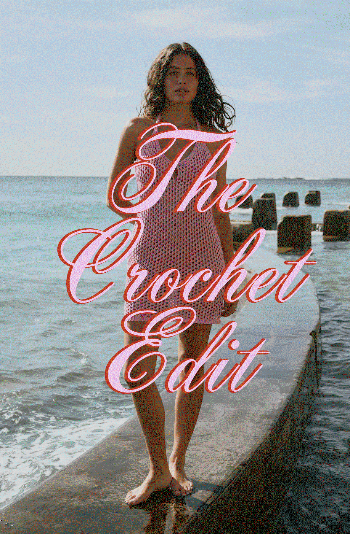 gif of model wearing various beach crochet looks