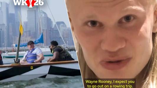 Belofte maakt schuld: Wayne Rooney lost weddenschap met Erling Haaland in en roeit de Hudson rivier af