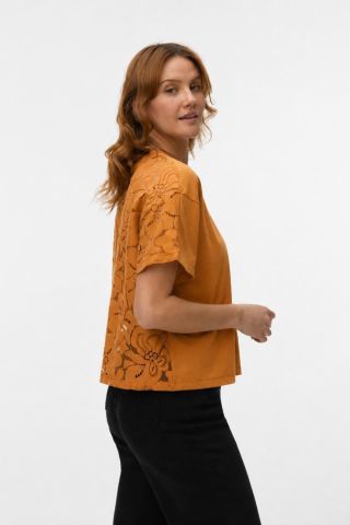 VMSHARON SS BACK LACE TEE EXP 10351639 MARMALADE