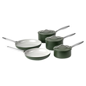 PROCHEF Green Pressed Aluminium Saucepan & Frying Pan Five-Piece Set
