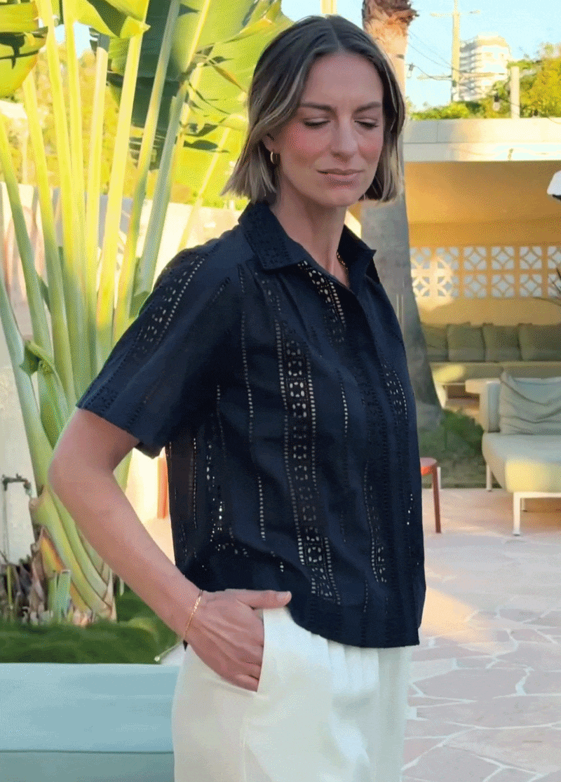 Sadie Embroidered French Navy