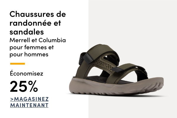 Chaussures de randonnée et sandales Merrell et Columbia pour femmes et pour hommes économisez 25%