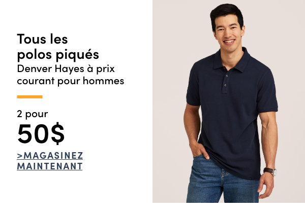 Tous les polos piqués Denver Hayes à prix courant pour hommes 2 pour 50$