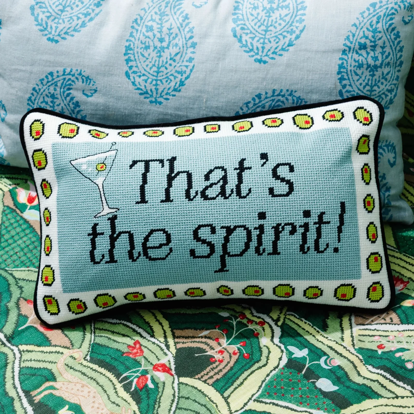 Image of That's The Spirit Needlepoint Pillow