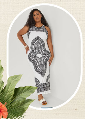 Abstract Print Maxi Dress