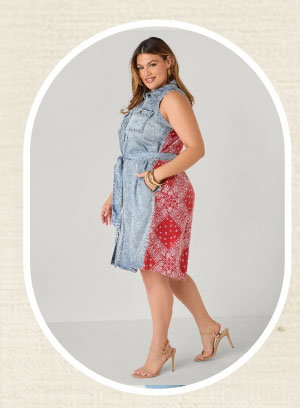 Bandana And Chambray Shirtdress