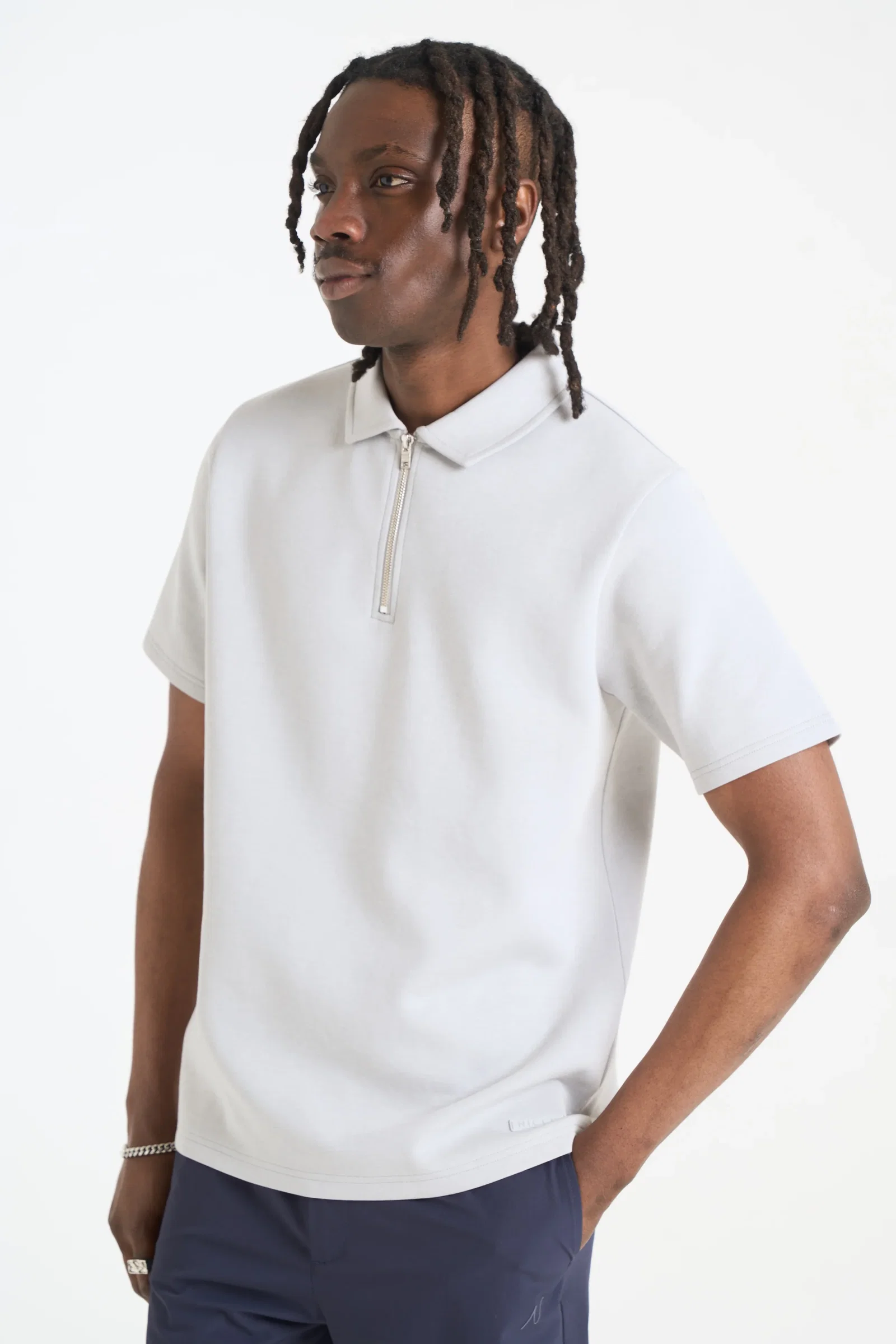 Image of NICCE Mens Luxe Polo Shirt | Chalk Grey