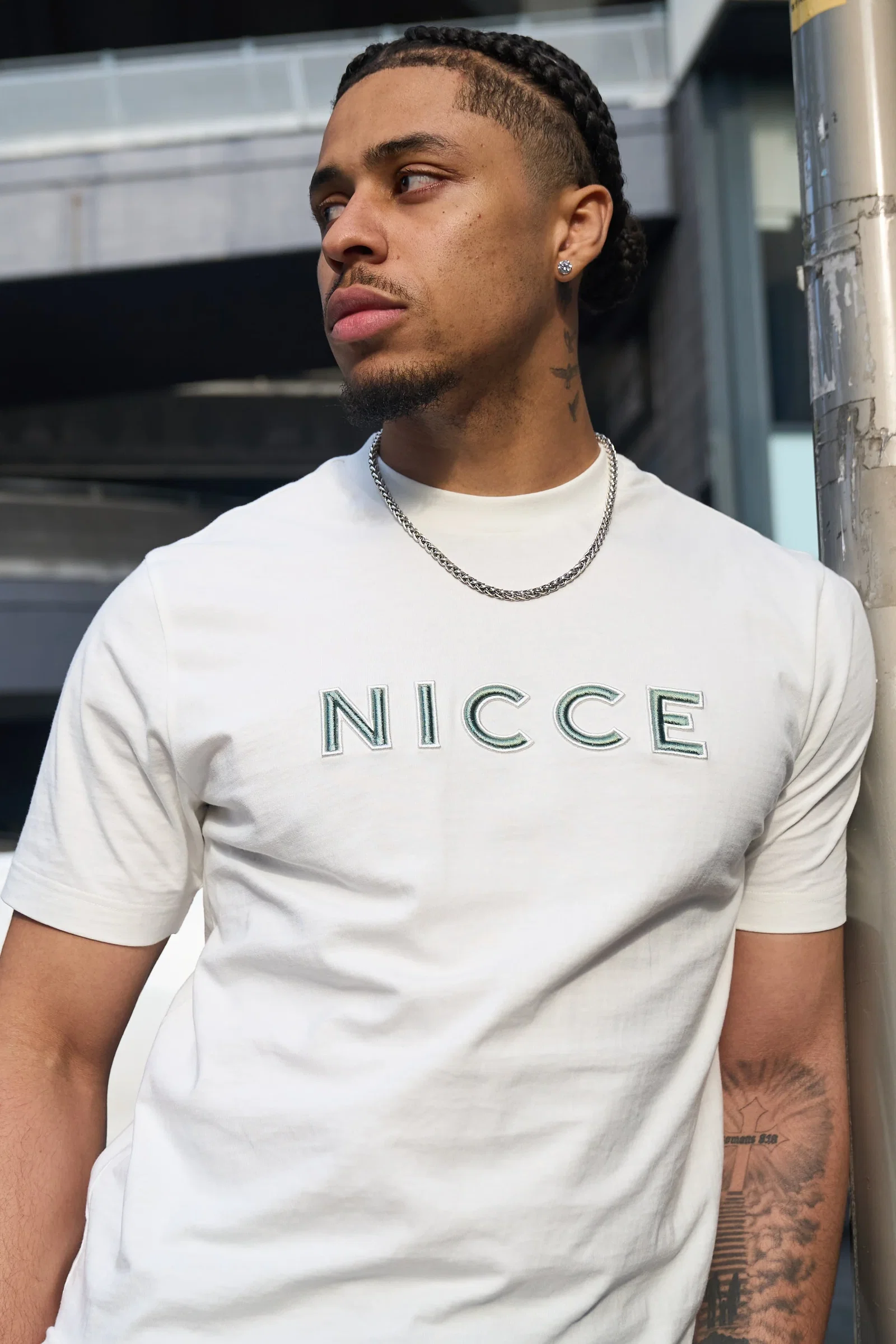 Image of NICCE Mens Mercury Outline T-Shirt | Off White