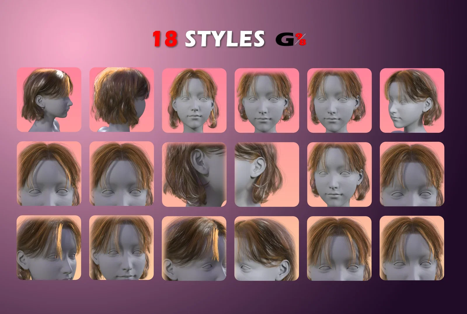 dForce FE Messy Short Strand-Based Hair for Genesis 9, 8 and 8.1