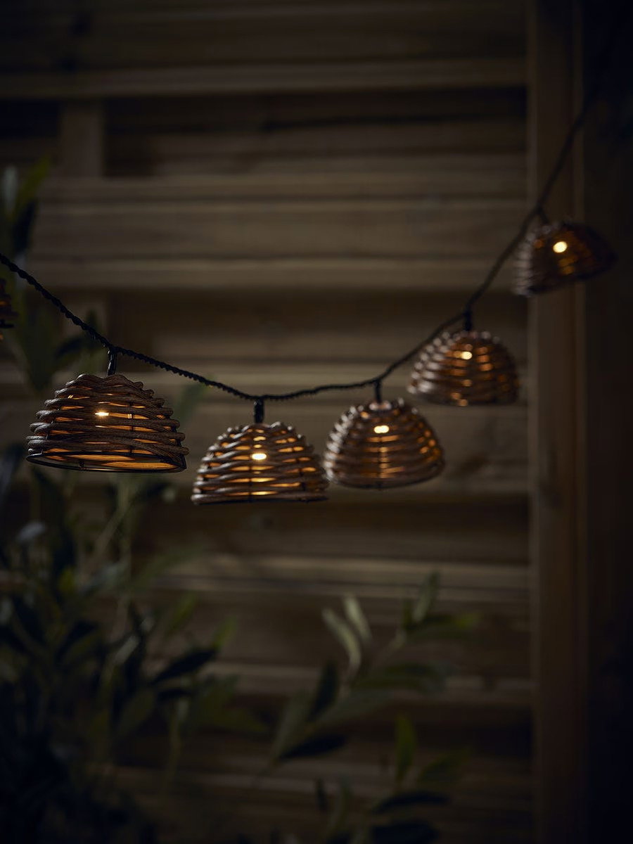 Three Solar Half Round Rattan String Lights