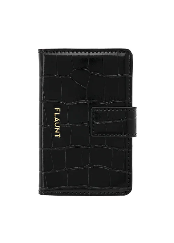 Image of Black Crocodile Faux Leather MagSafe Wallet