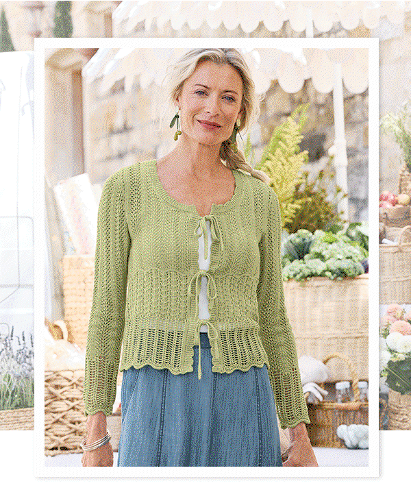 Pointelle Tie Front LS Cardigan GIF