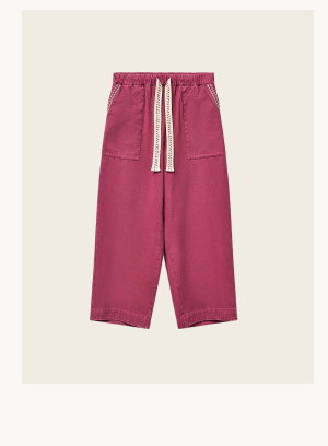 Della wide leg cotton twill trousers