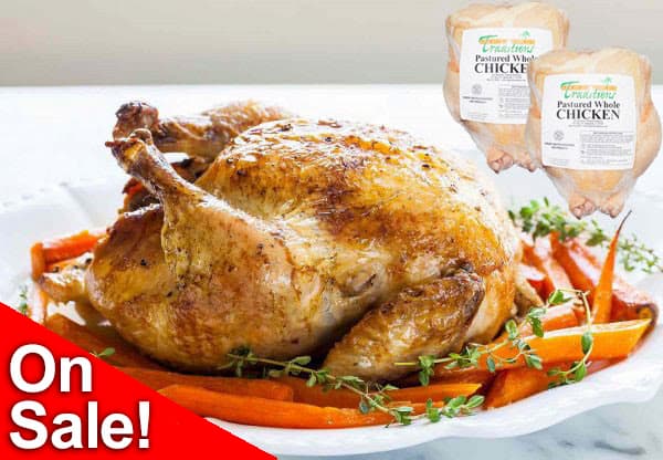 60% OFF and 70% OFF Pastured Whole Chickens