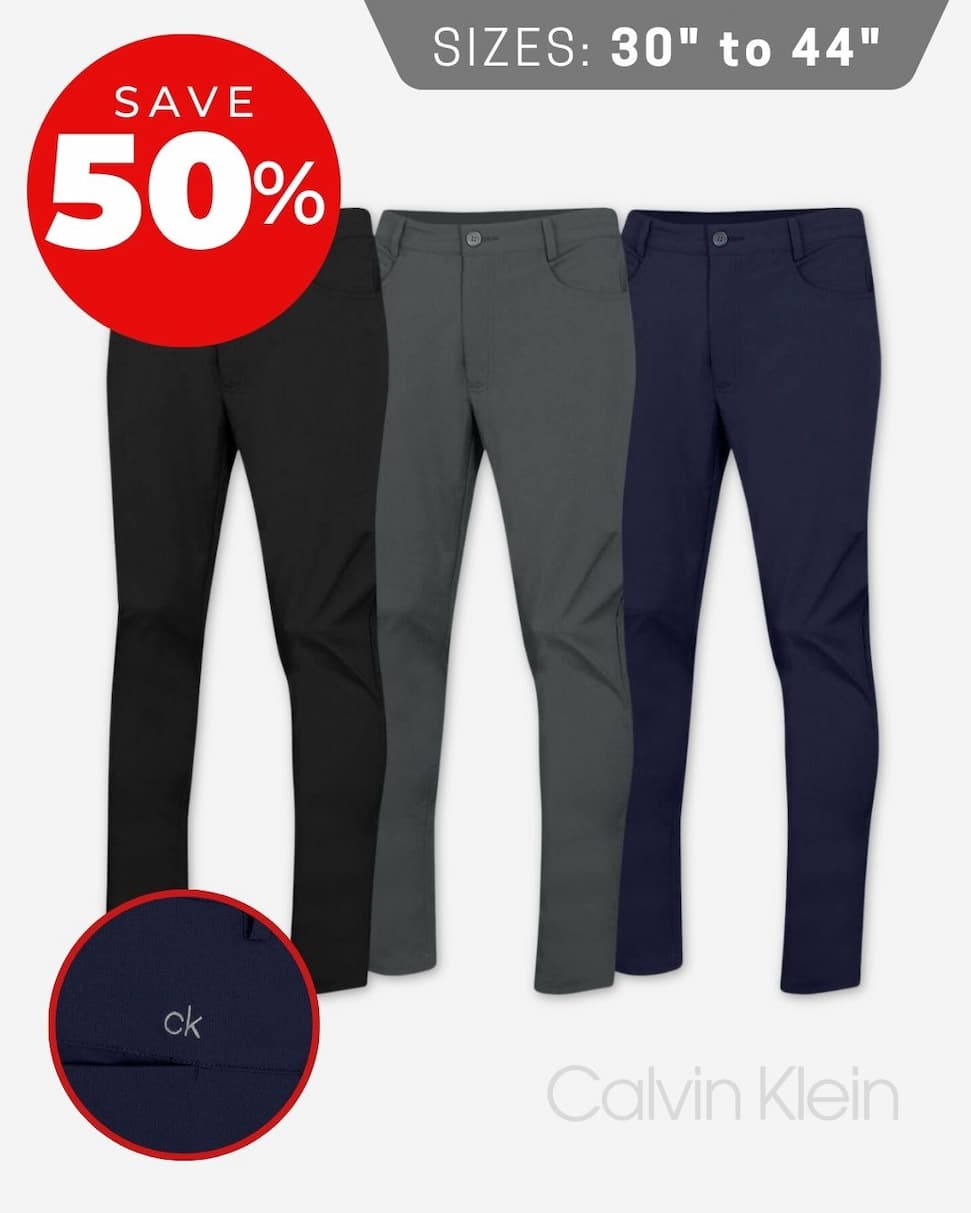 Calvin Klein Mens 2026 Tech Slim Fit Lightweight Golf Trousers