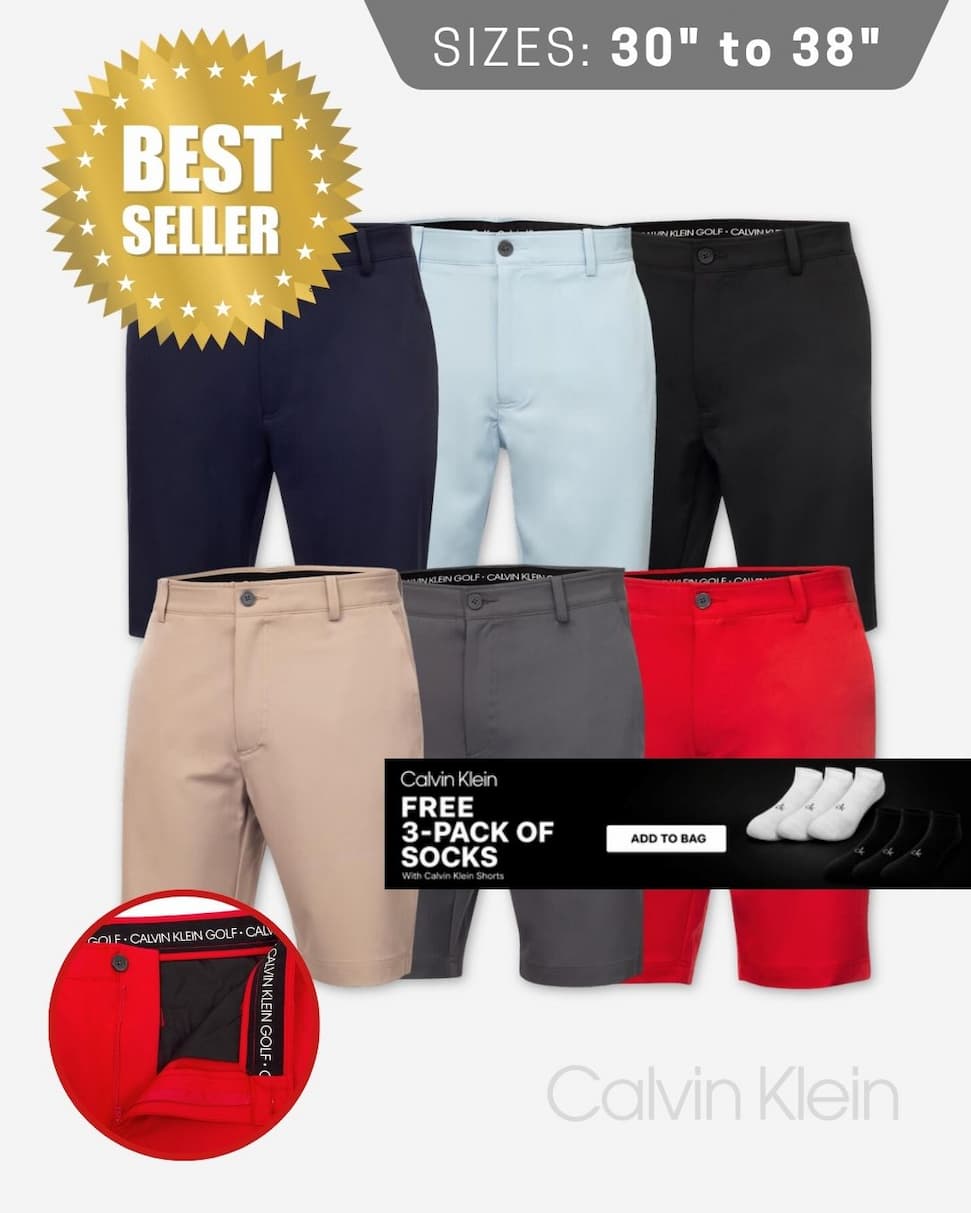 Calvin Klein Mens Bullet Regular Fit 4-Way Stretch Breathable Golf Shorts