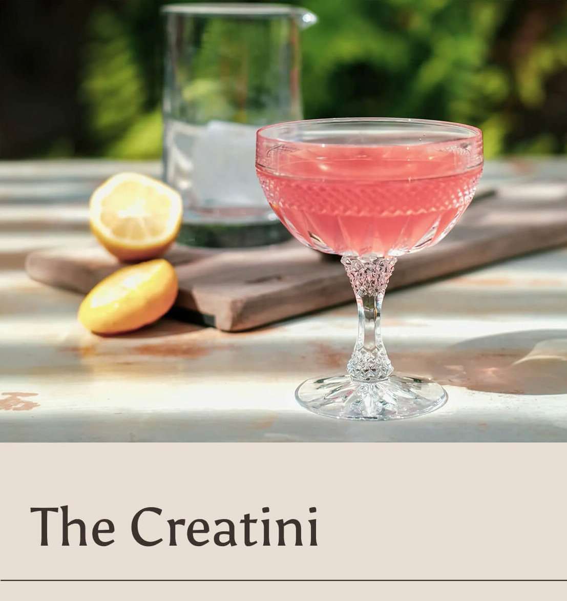 Ancient + Brave Creatini cocktail in a martini glass