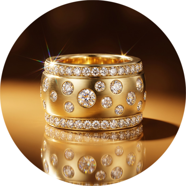 Italo Gold Plated Multi Row Flush Set Waterfall White Sapphire Eternity Band For Women