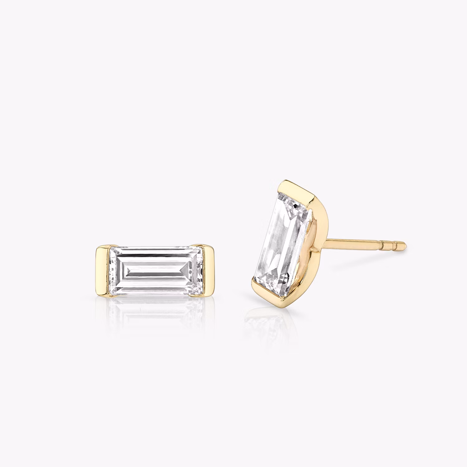 Knife-Edge Baguette Semi-Bezel Studs