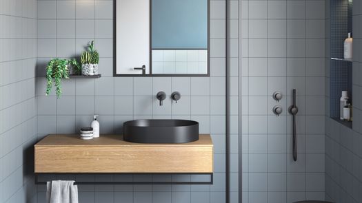 Light Blue Bathroom: The Finest Retro Design Ideas for 5 sqm