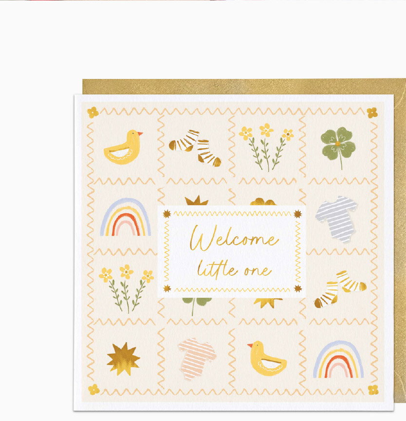 COASTAL PATCHWORK WELCOME LITTLE ONE CARD