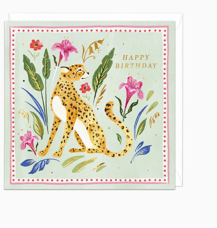 PAINTED PARADISE CHEETAH BIRTHDAY CARD