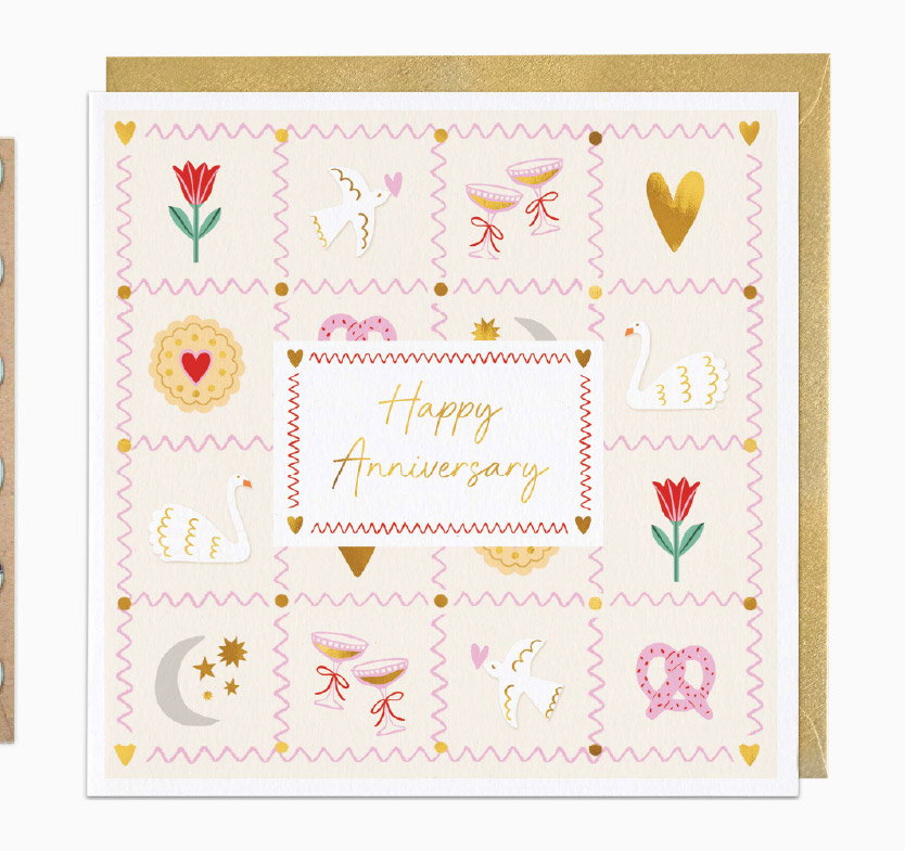 COASTAL PATCHWORK ANNIVERSARY CARD