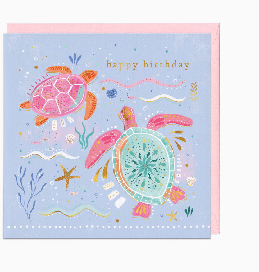 PINK TURTLES BIRTHDAY CARD