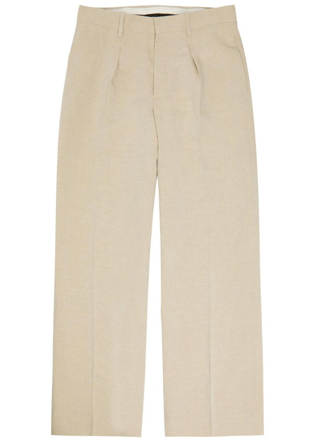 JW ANDERSON Pleated wide-leg linen-blend trousers
