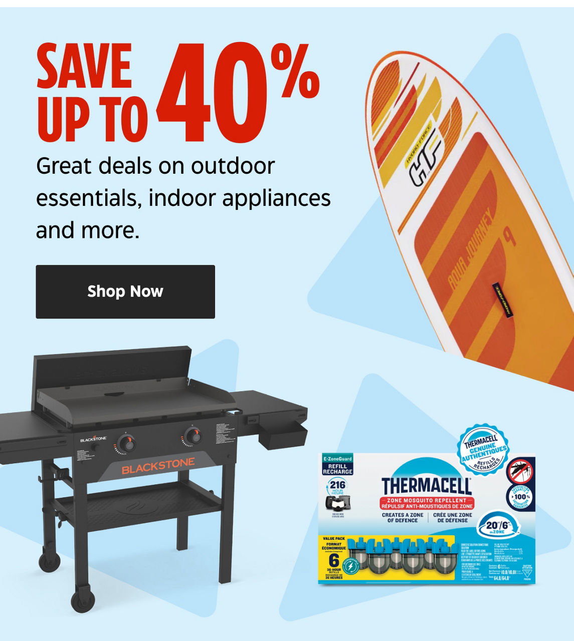 Save up to 40%. Great deals on outdoor essentials, indoor appliances and more. Shop Now.