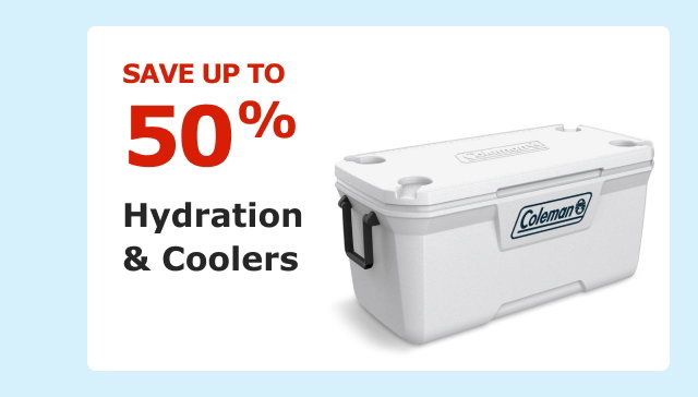Save up to 50% on Hydration & Coolers.