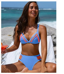 Contrast Braided Trim Triangle Bikini Set