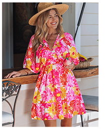 Floral Smocked Puff Sleeve Mini Dress
