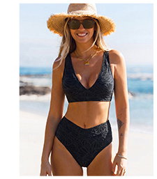 Textured Jacquard Cross-Back Bikini Set