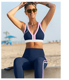 ColorSoft™ Contrast Trim V-Neck Sports Bra & Leggings Set