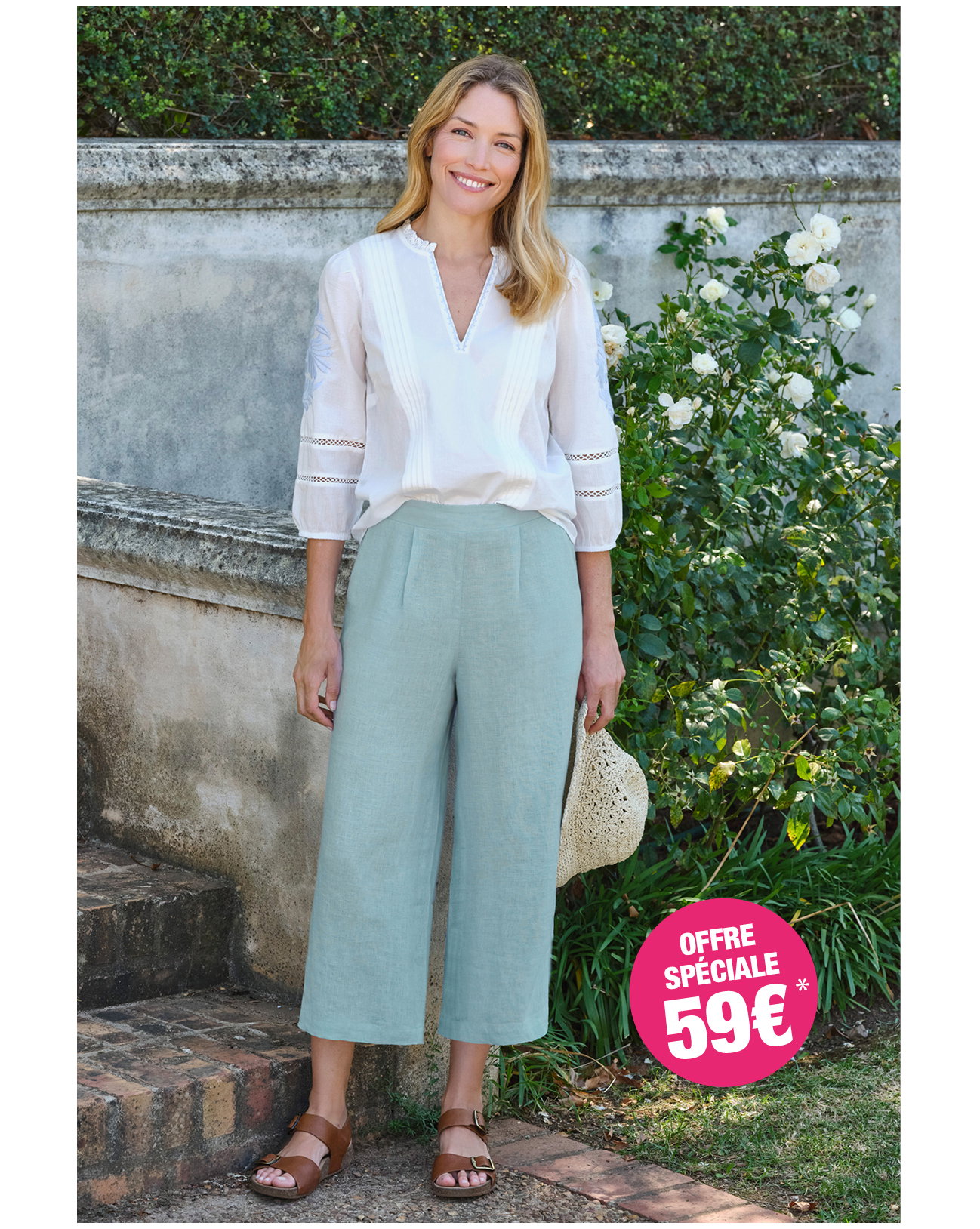 Culotte en lin à dos élastique