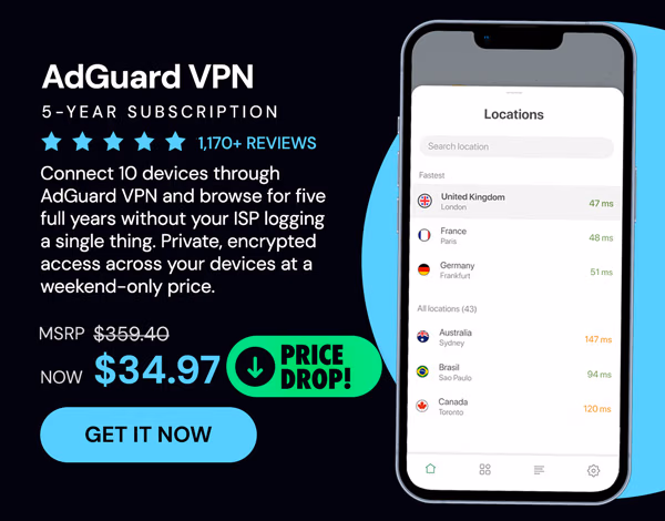 AdGuard VPN: 5-Yr Subscription
