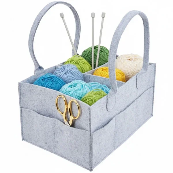Image of Foldable Felt Storage Caddy with Handles