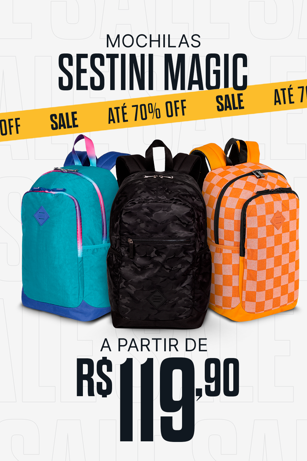 Mochilas SESTINI MAGIC com preços a partir de R$119,90 + 3% OFF no PIX