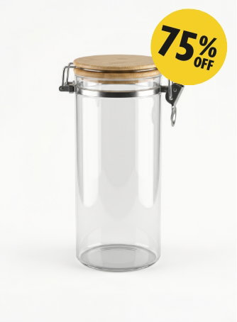 1.4L Glass Storage Jar with Wooden Clip Lid