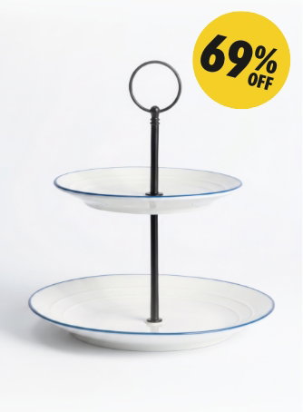 21cm 2 Tier Farmhouse White Cake Stand
