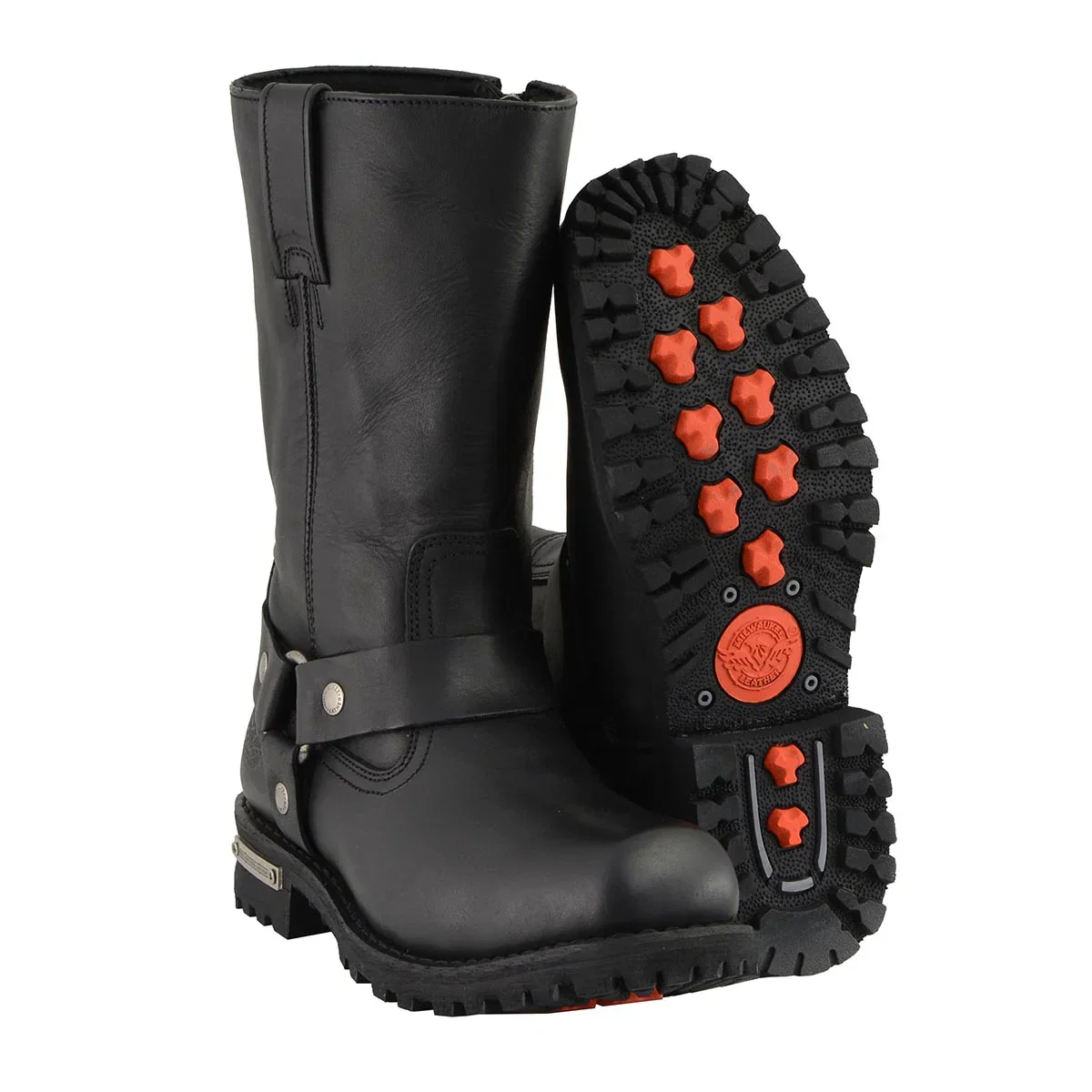 Image of Milwaukee Leather Men’s Classic Harness 11-Inch Motorcycle Boots – Premium Cowhide, Wide-Width Sizes MBM131W