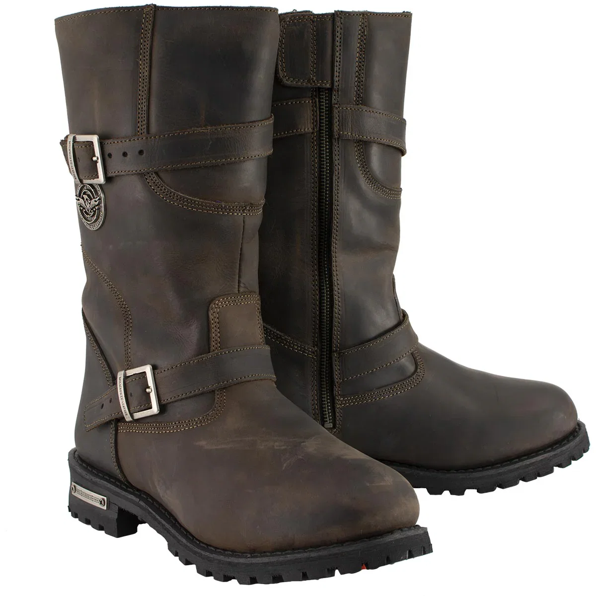 Image of Milwaukee Leather MBM9063 Men's Classic Distressed Brown Leather Motorcycle Engineer Riding Biker Boots